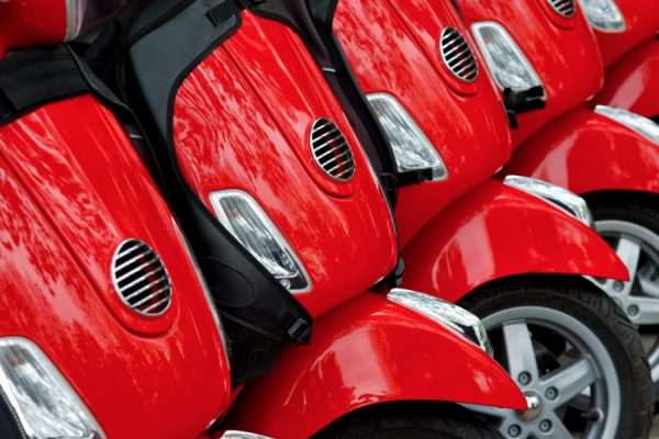 Group of red scooters